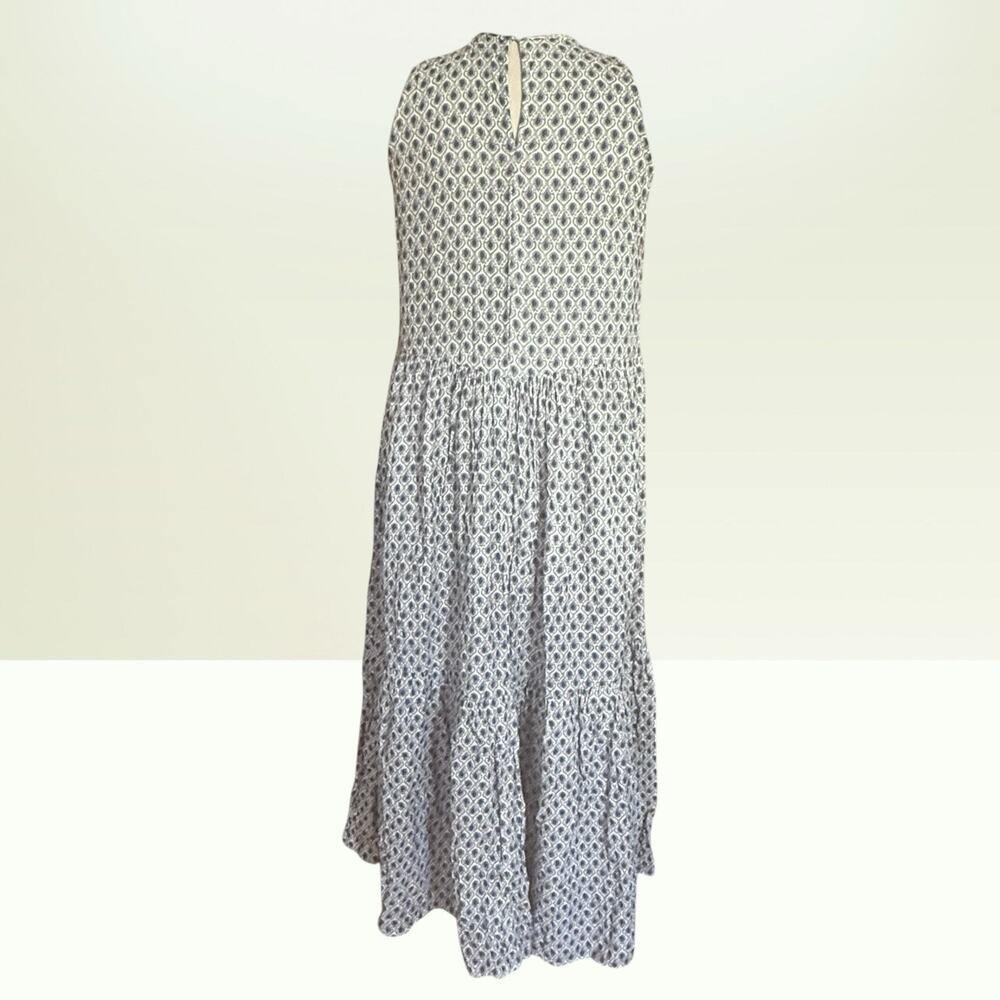 Ann Taylor Maxi Dress Sz XS 38" Bust Cotton Blue Tiny Paisley Print Pockets Boho - Picture 6 of 10